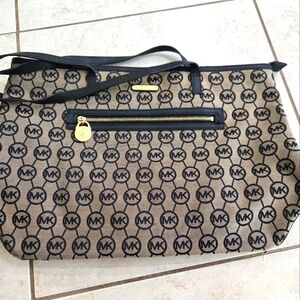 Michael Kors Black and Tan Monogram Tote